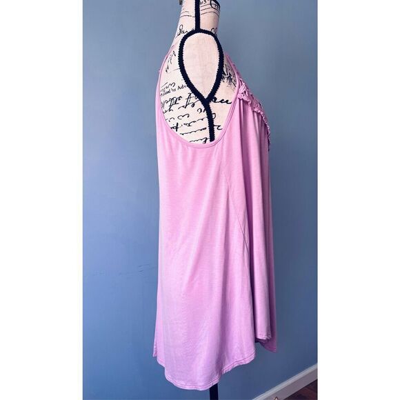 CY Fashion Women’s Large Crochet High Neck Pink Asymmetrical Sleeveless Top - Picture 4 of 7